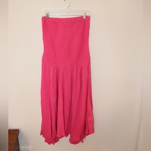Anthropologie Pink Textured Strapless Dress